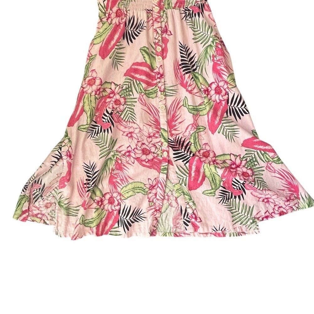 Rafaella Dress Womens M Pink Green Tropical Floral Button Front Midi - Picture 9 of 11